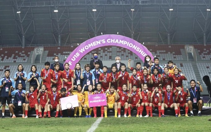 La selección femenina de fútbol sub-18 de Vietnam. (Fotografía: VFF)