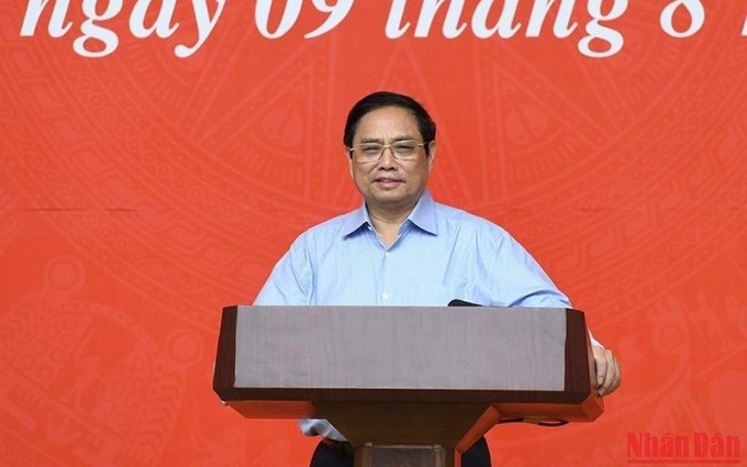 El primer ministro Pham Minh Chinh interviene en el evento. (Fotografía: Nhan Dan)