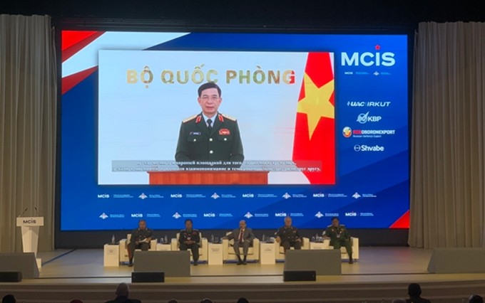 El ministro de Defensa de Vietnam, general Phan Van Giang, envió un discurso pregrabado a la segunda sesión de la conferencia. (Fotografía: qdnd.vn)